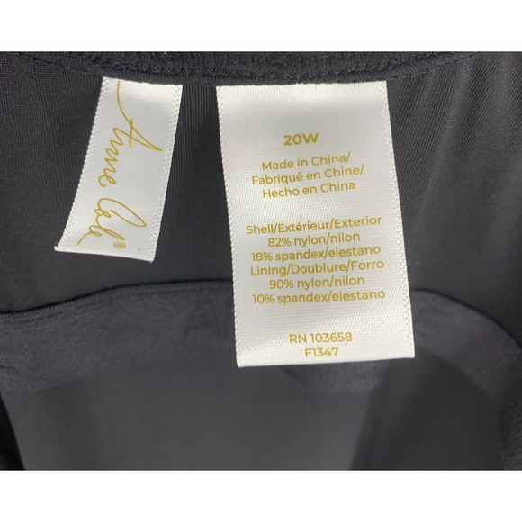 NWT Anne Cole Plus Sz 20W Black Square Neck One Piece Swim Bathing Suit NEW - Picture 3 of 8